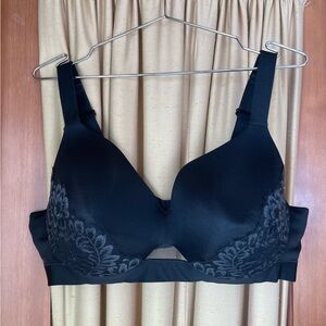 Cacique 42D Back Smoothing Black Floral Lace Bra